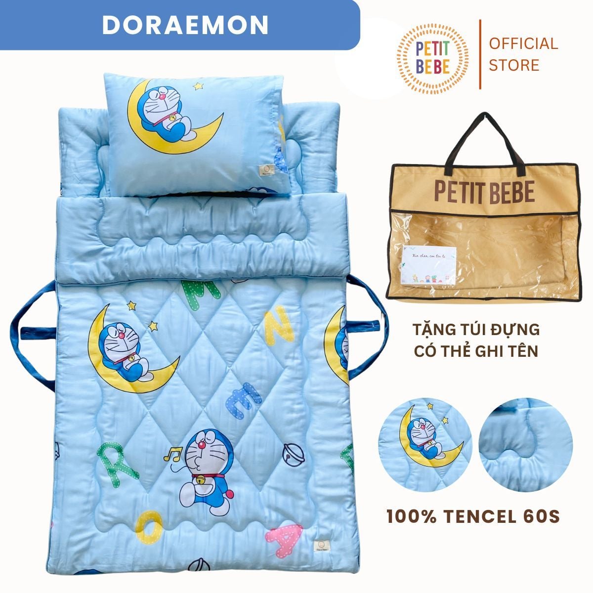  Bộ chăn gối đi học tencel 60s Petit Bebe 