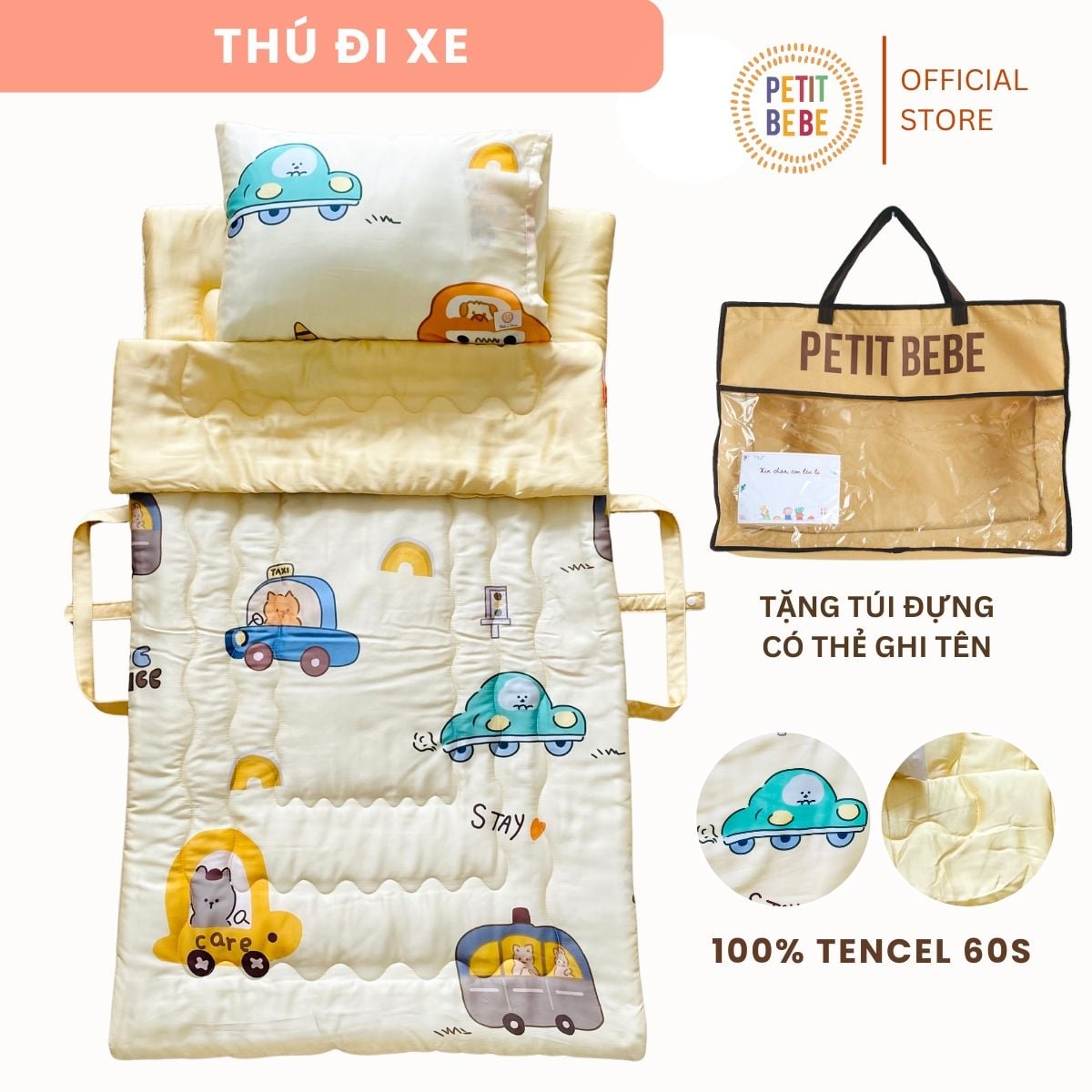  Bộ chăn gối đi học tencel 60s Petit Bebe 