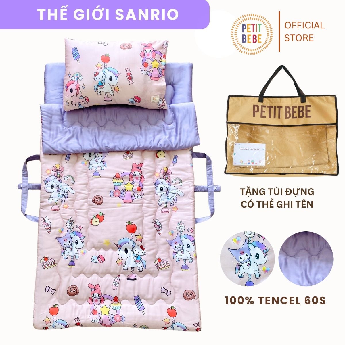  Bộ chăn gối đi học tencel 60s Petit Bebe 