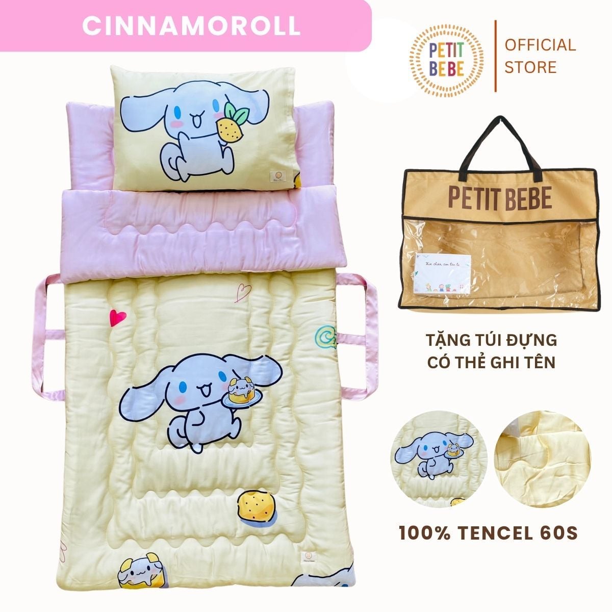  Bộ chăn gối đi học tencel 60s Petit Bebe 