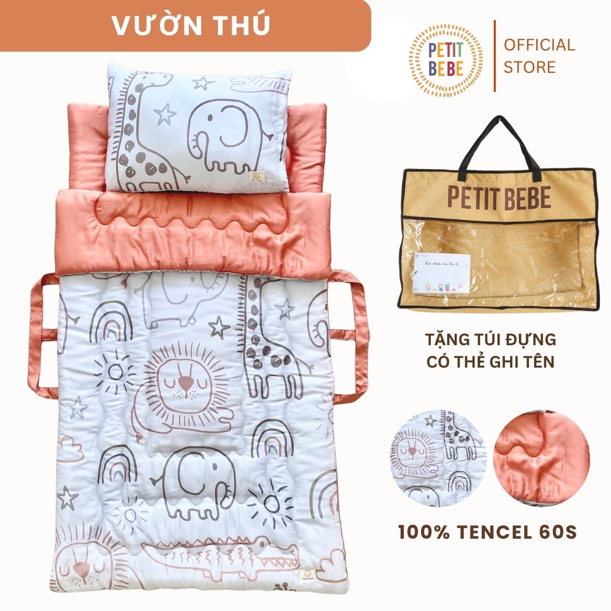  Bộ chăn gối đi học tencel 60s Petit Bebe 