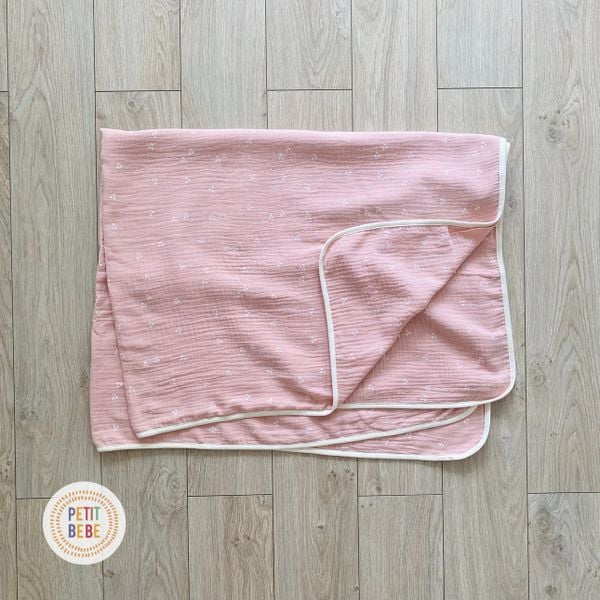  Chăn đa năng Cherry Hồng muslin 4 lớp 