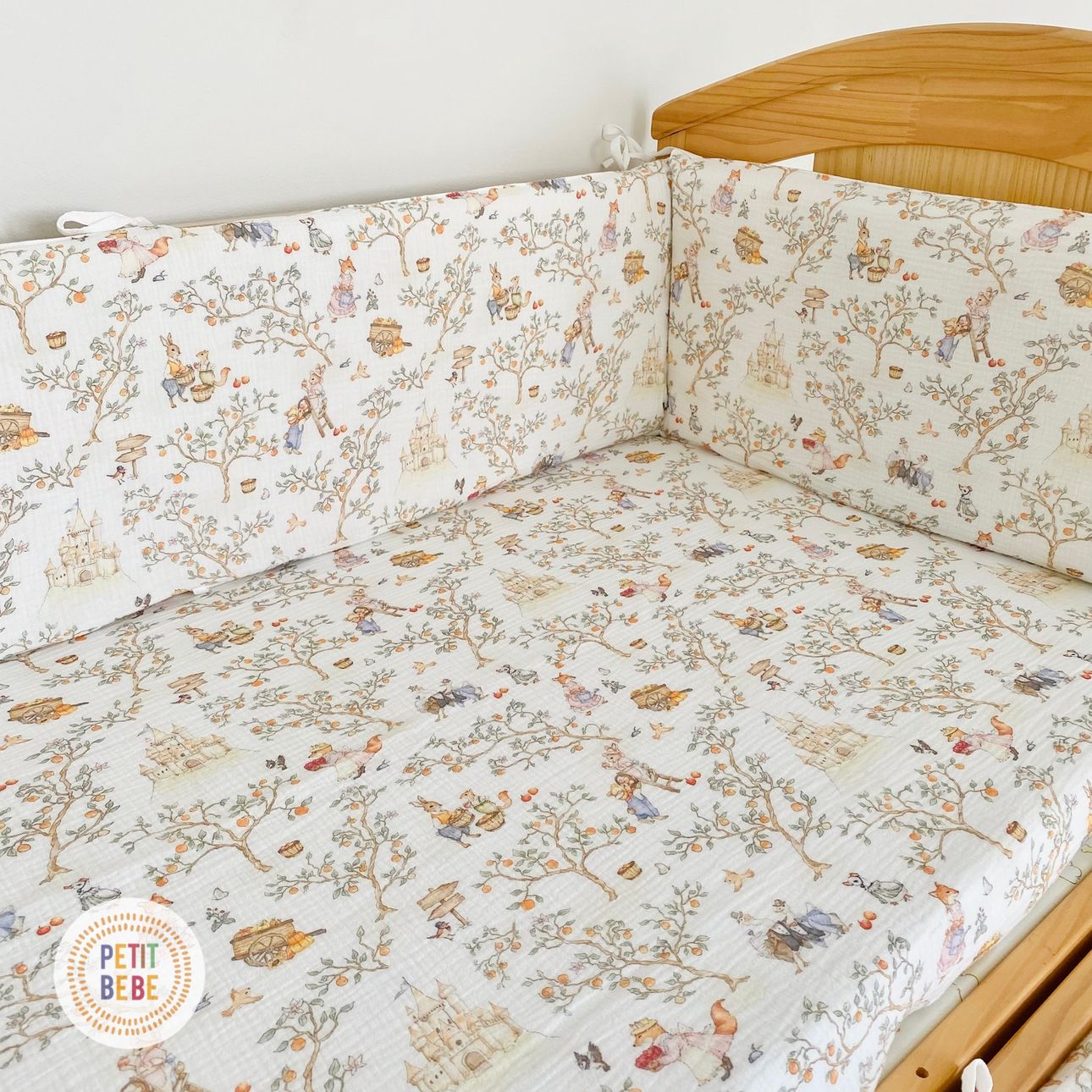  Bộ 4 tấm quây cũi cho bé PETIT BEBE vải muslin 