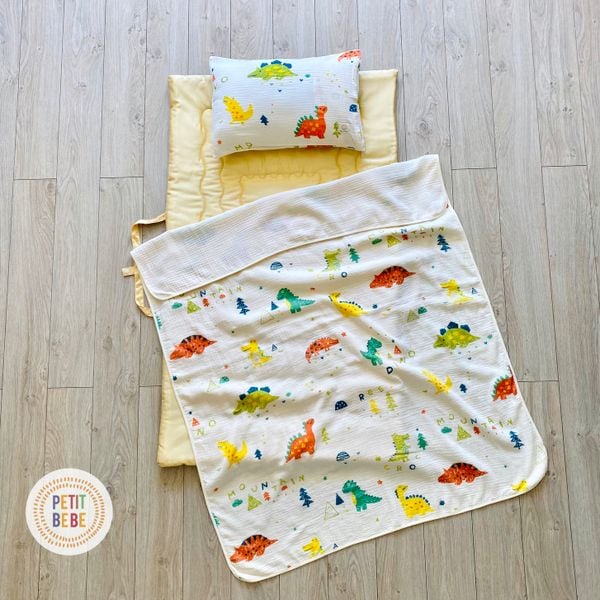  Set chăn gối đi học Petit Bebe 3 món Tấm lót | Gối nằm | Chăn hè 