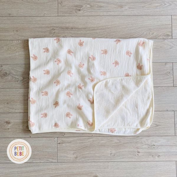  Chăn đa năng Thỏ Con muslin 4 lớp 