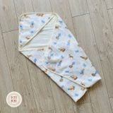  Choàng ủ sơ sinh có mũ PETIT BEBE muslin 4 lớp 