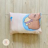  Gối nằm tencel 60s Capybara Nâu cho bé mẫu giáo tiểu học 