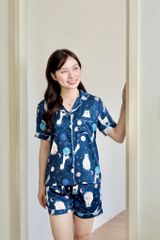 Pijama Lụa Latin TNQN - Orbit Dark Blue