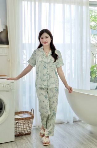 Pijama lụa Latin TNQD - Feather Olive