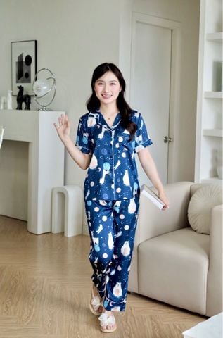 Pijama lụa Latin TNQD - Orbit Dark Blue