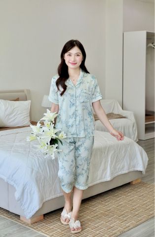 Pijama lụa Latin TNQL - Feather Olive