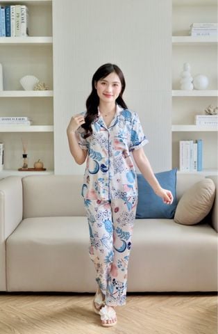 Pijama lụa Latin TNQD - Meadow White