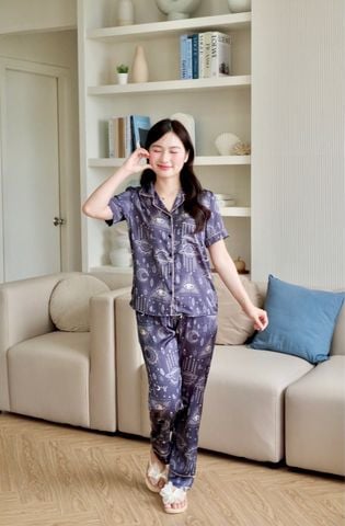 Pijama lụa Latin TNQD - Mystic Dark Gray