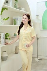 Pijama lụa Latin trơn TNQD - Yellow