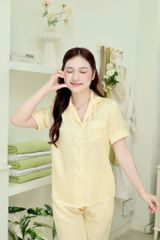 Pijama lụa Latin trơn TNQD - Yellow