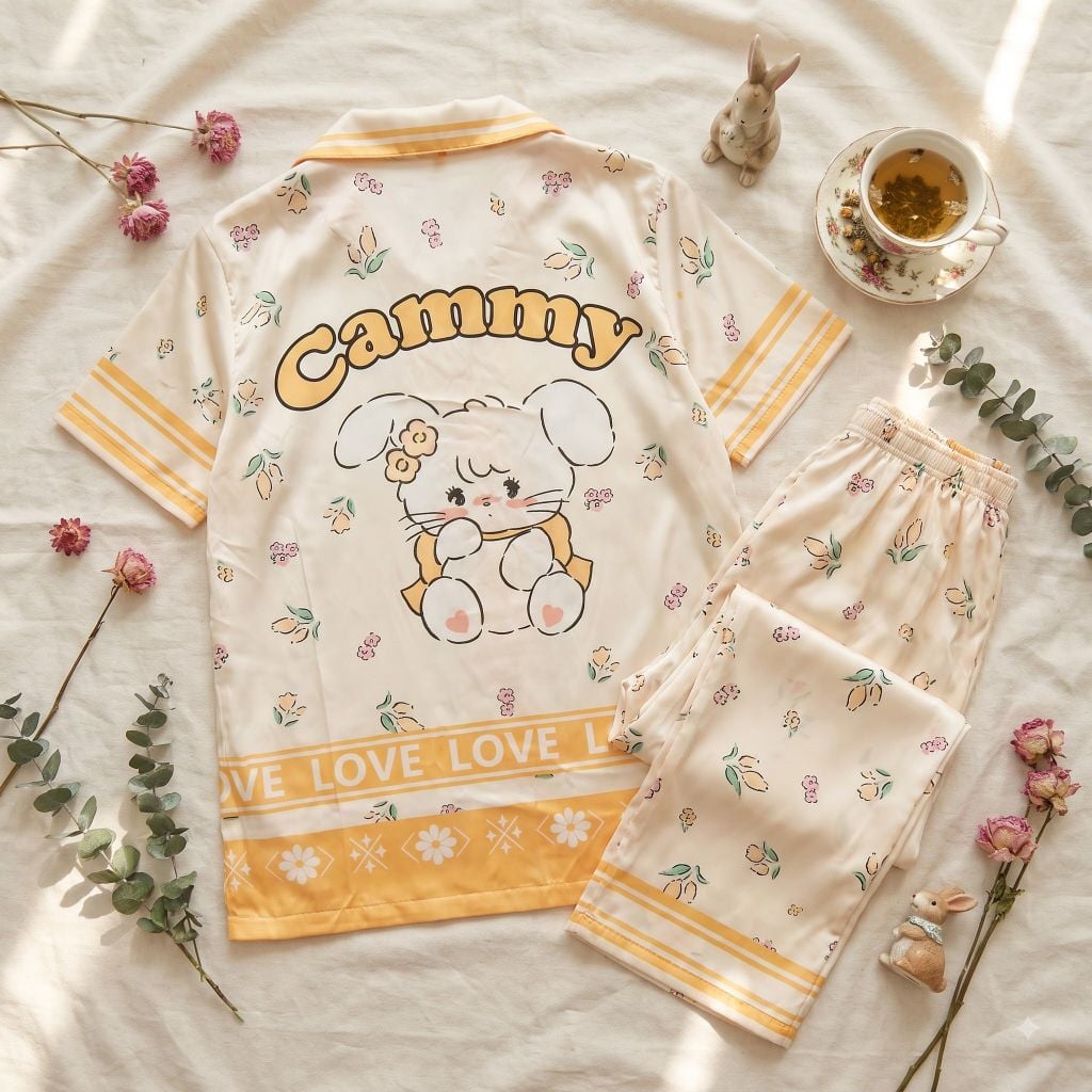 Pijama lụa Latin TNQD - Cammy Yellow