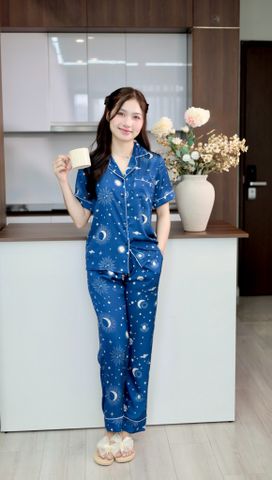 Pijama Lụa latin mềm mại, sang trọng Satino TNQD - Midnight Dark Blue