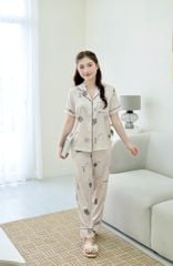 Pijama Lụa latin mềm mại, sang trọng Satino TNQD - Tea Beige