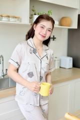 Pijama Lụa latin mềm mại, sang trọng Satino TNQD - Tea Beige