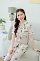 Pijama Lụa latin mềm mại, sang trọng Satino TNQD - Tea Beige