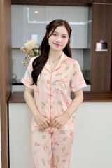 Pijama Lụa latin mềm mại, sang trọng Satino TNQD - Palm Orange