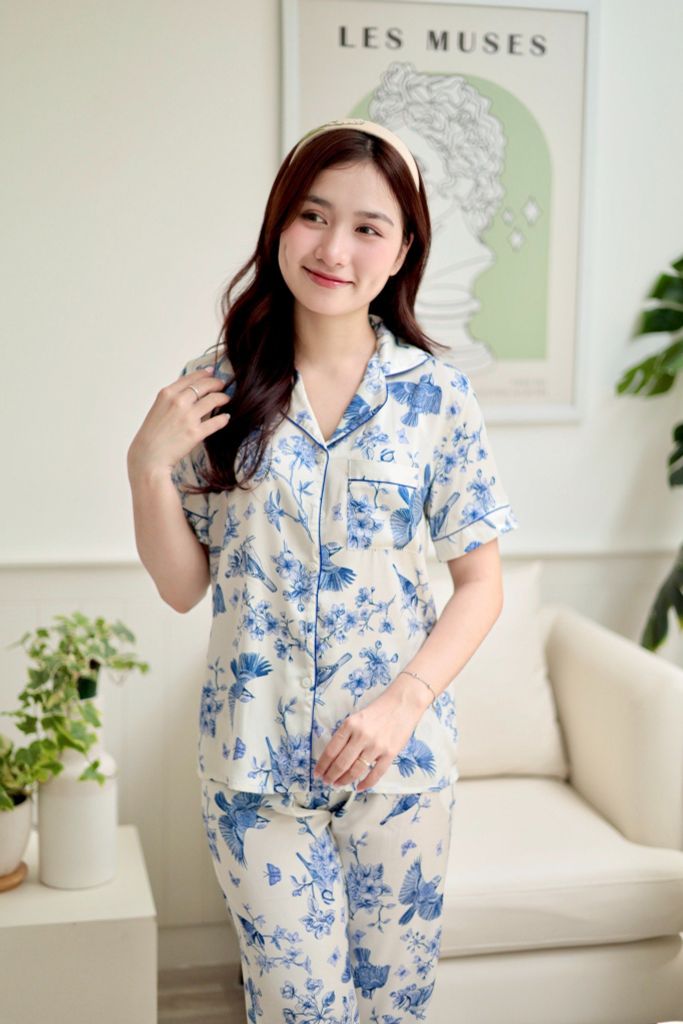 Pijama lụa Latin TNQD - Sparrow Ivory