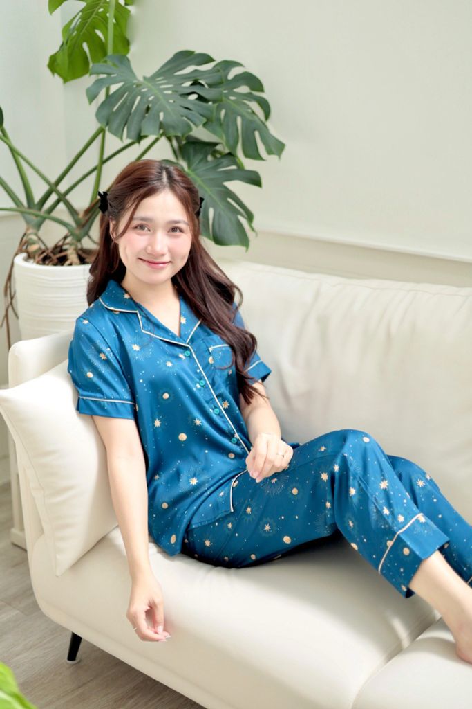 Pijama lụa Latin TNQD - Comet Mallard Green