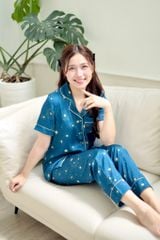 Pijama lụa Latin TNQD - Comet Mallard Green