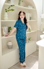 Pijama lụa Latin TNQD - Comet Mallard Green
