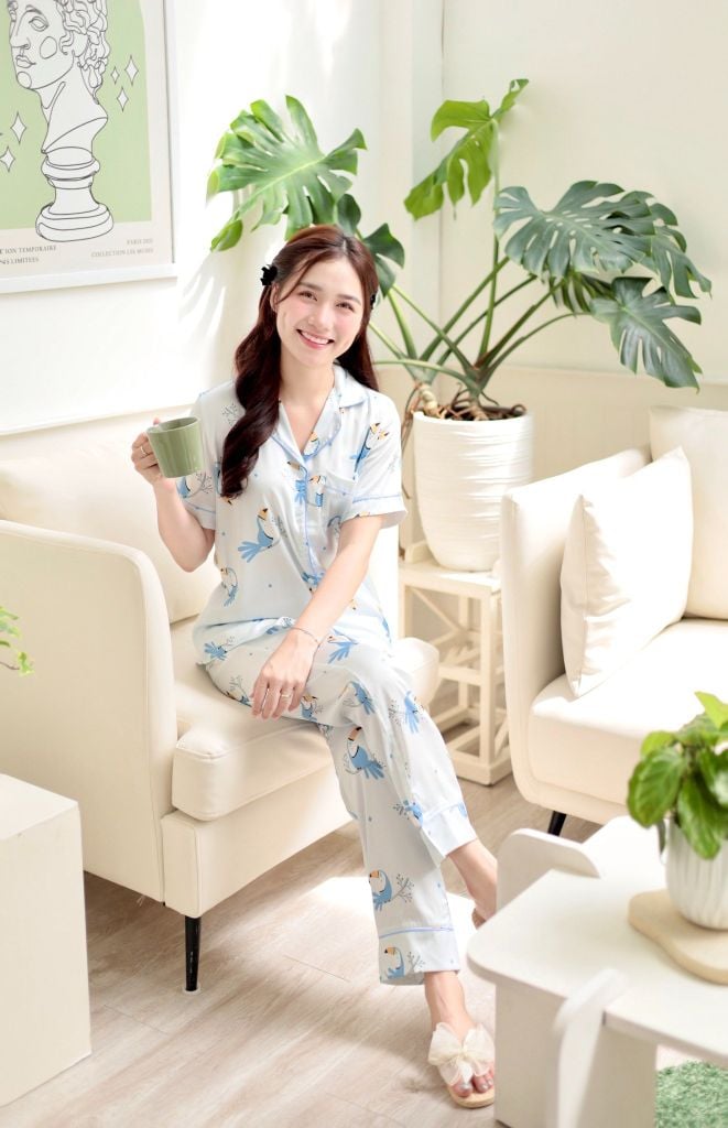 Pijama lụa Latin TNQD - Toco Light Blue