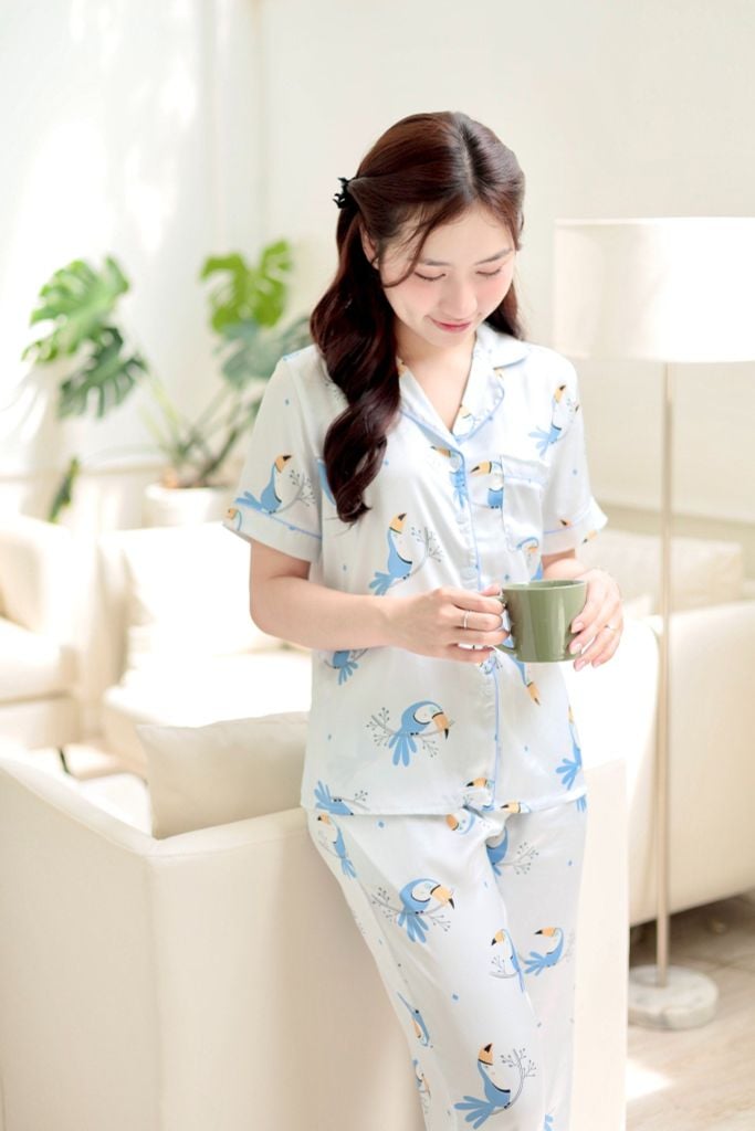 Pijama lụa Latin TNQD - Toco Light Blue