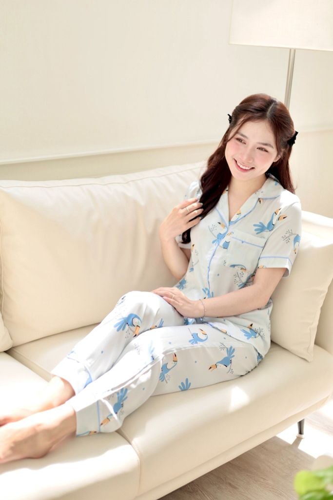 Pijama lụa Latin TNQD - Toco Light Blue