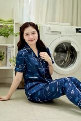 Pijama lụa Latin TNQD - Leni Dark Blue