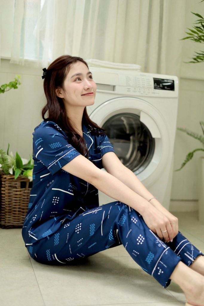 Pijama lụa Latin TNQD - Leni Dark Blue