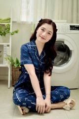 Pijama lụa Latin TNQD - Leni Dark Blue