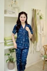 Pijama lụa Latin TNQD - Leni Dark Blue