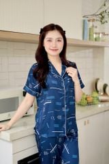 Pijama lụa Latin TNQD - Leni Dark Blue