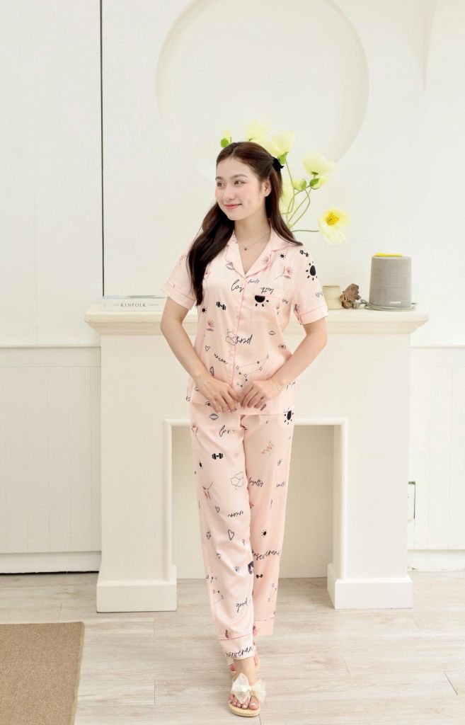 Pijama lụa Latin TNQD - Amour Peach