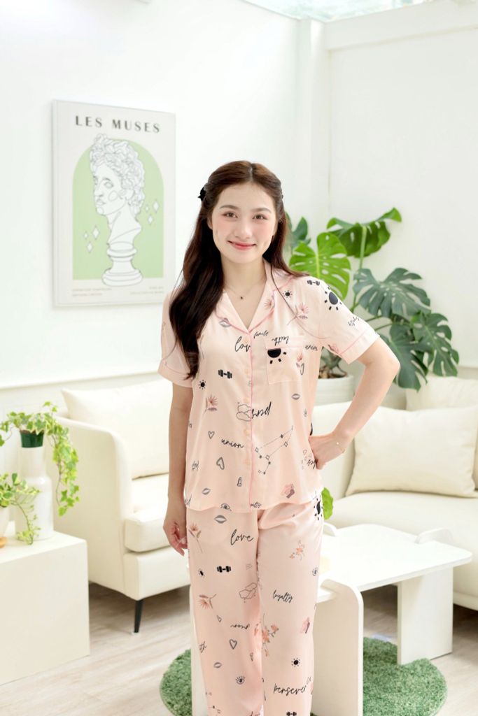 Pijama lụa Latin TNQD - Amour Peach