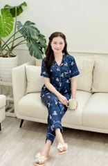 Pijama lụa Latin TNQD - Bee Dark Blue