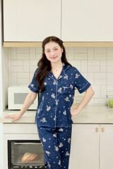 Pijama lụa Latin TNQD - Bee Dark Blue