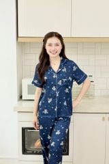 Pijama lụa Latin TNQD - Bee Dark Blue