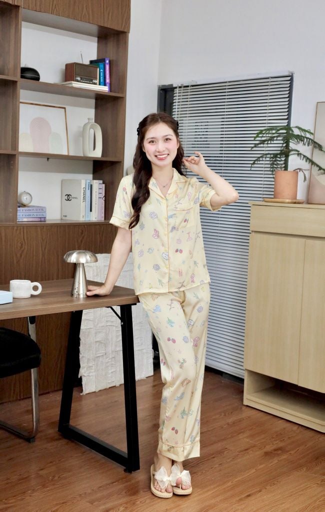 Pijama lụa Latin TNQD - Playful Lemon