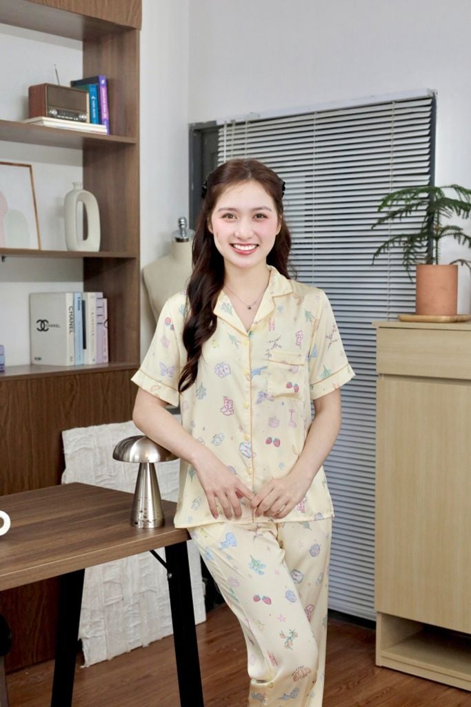 Pijama lụa Latin TNQD - Playful Lemon