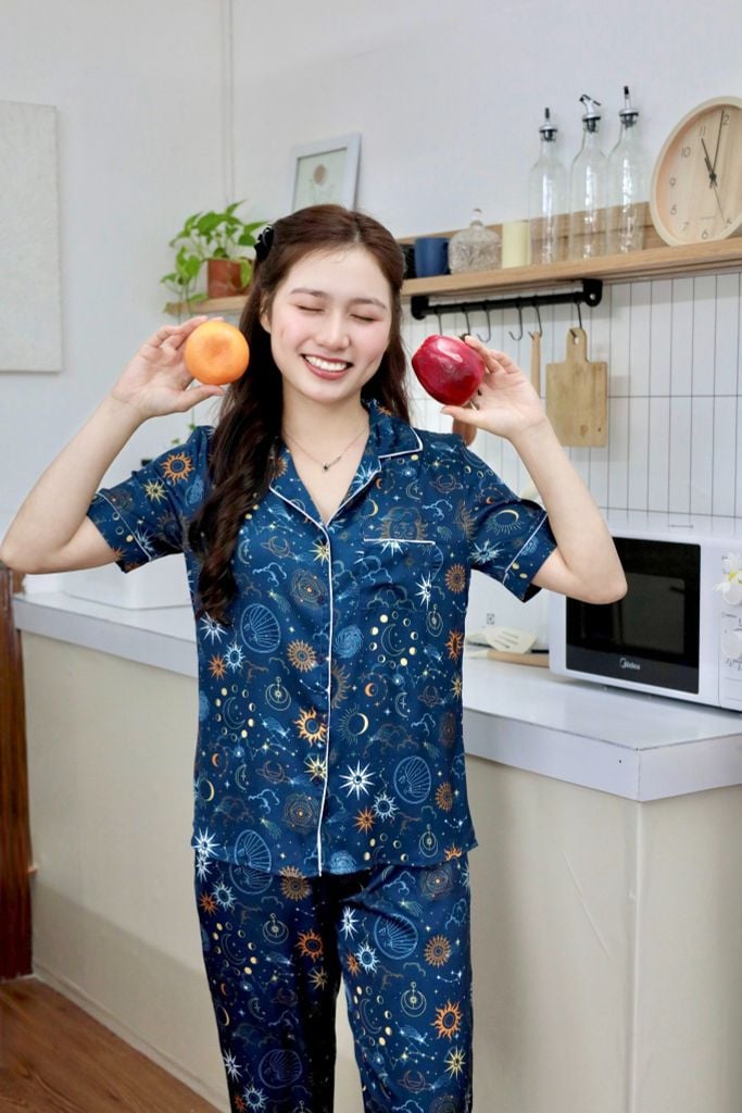 Pijama lụa Latin TNQD - Cosmic Mallard Green