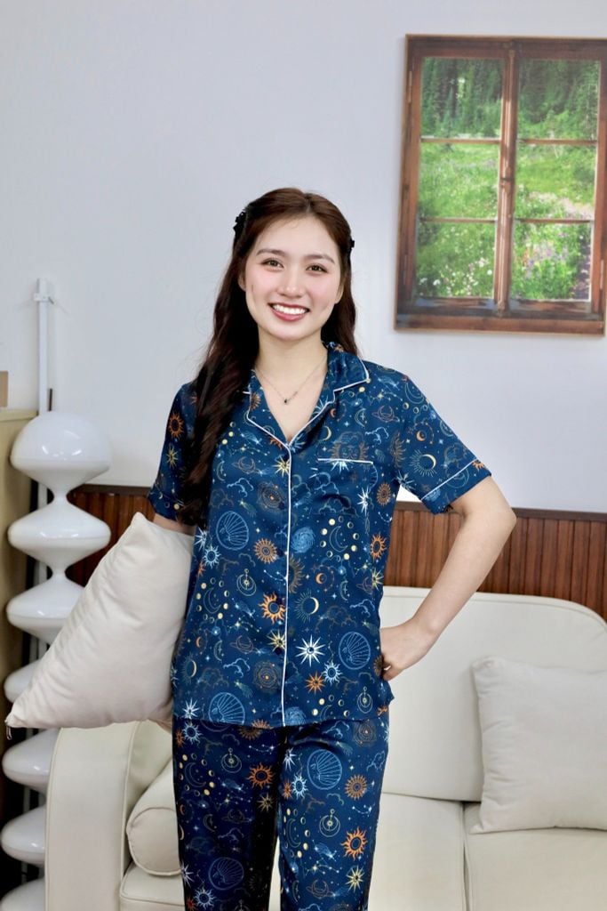 Pijama lụa Latin TNQD - Cosmic Mallard Green