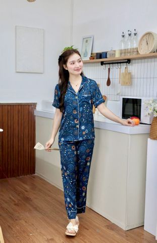Pijama lụa Latin TNQD - Cosmic Mallard Green