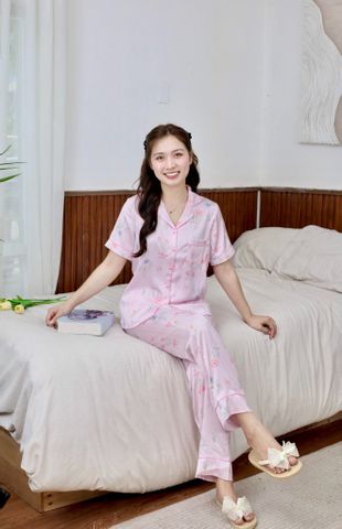 Pijama lụa Latin TNQD - Blossom Baby Pink