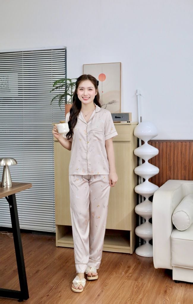 Pijama lụa Latin TNQD - Woodland Beige