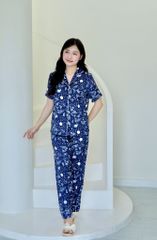 Pijama lụa Latin TNQD - Stellar Navy